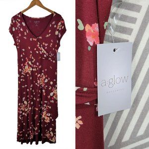 New Aglow Maternity Dress size Medium Spring Stretch floral garden party NWT